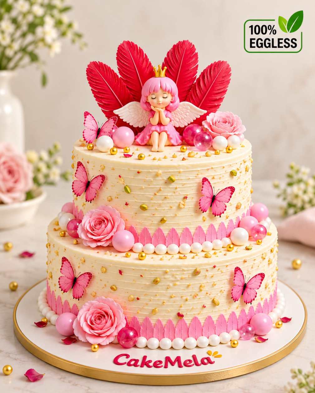 Pink Fairy Rose Cake in Ranchi