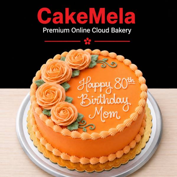 Peach Floral Birthday Celebration Cake